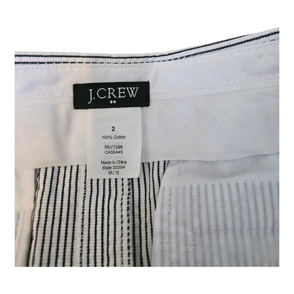 J. Crew Factory Size 2 Cotton White and Black Striped Mini Skirt - Picture 2 of 6